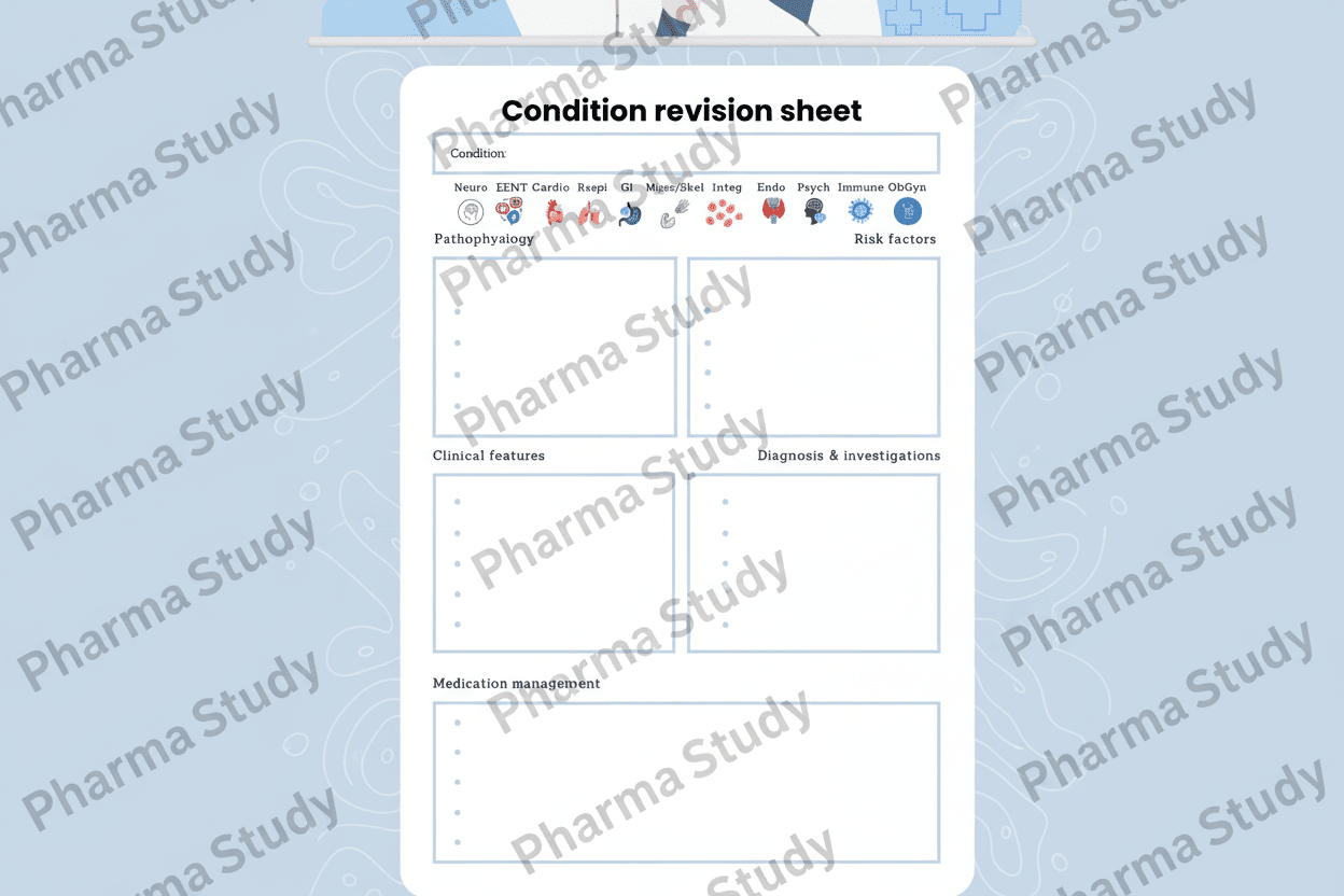 Conditions Revision Templates - PharmaStudyDigital ProductPharmaStudy