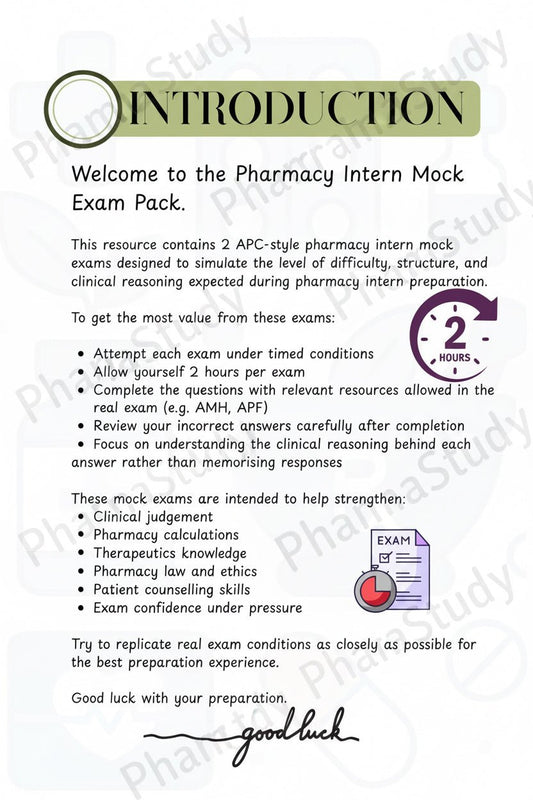 Pharmacy Intern Mock Exam - PharmaStudyDigital ProductPharmaStudy