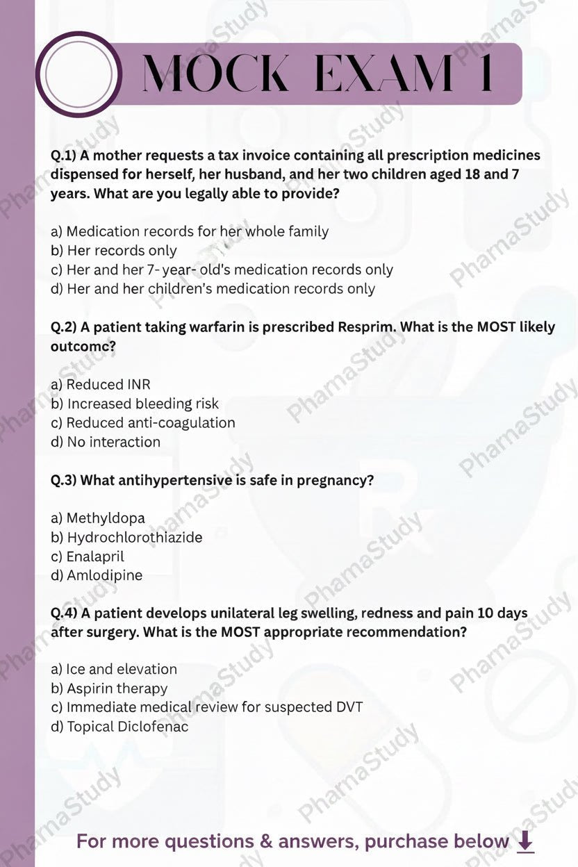 Pharmacy Intern Mock Exam - PharmaStudyDigital ProductPharmaStudy